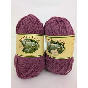 Lion Brand Yarn Wool-Ease Dark Rose Heather Pink Lot of 2 Skeins